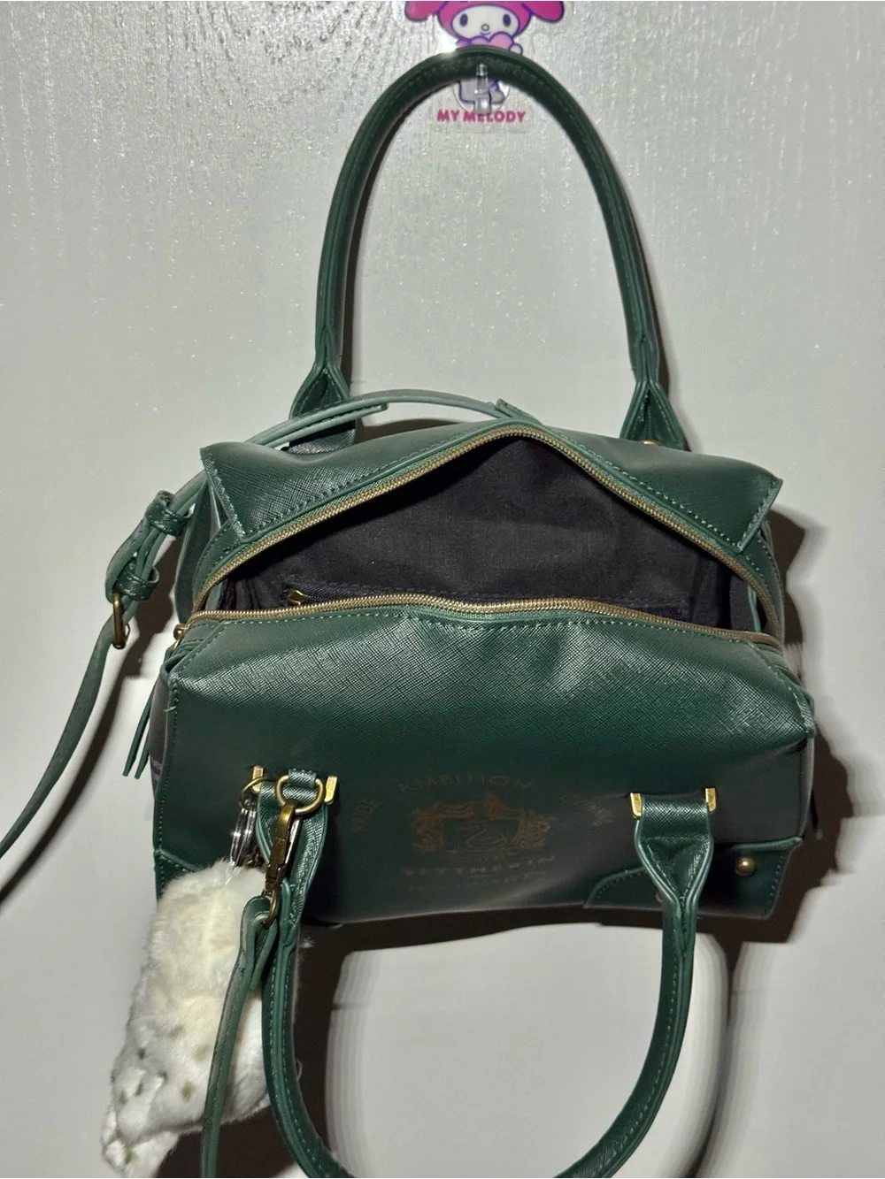 Bioworld Harry Potter Slytherin Hogwarts Green Satchel Bag w/ Plush Owl Charm